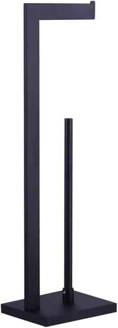 Matte Black Free Standing Toilet Paper Holder with Shelf