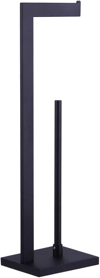 Matte Black Free Standing Toilet Paper Holder with Shelf