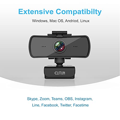 2k Ultra HD Webcam for PC Mac Desktop Laptop,Wide Angle Webcam with Stereo Microphone & Privacy Cover, E03 USB Camera for Zoom Skype Teams OBS, Conferencing and Video Calling, Plug and Play