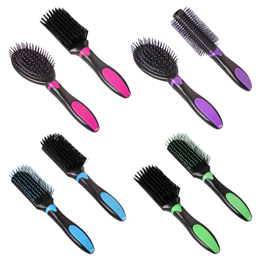 Basic Solutions Colorful Plastic Hair Brushes (Pack of 18)