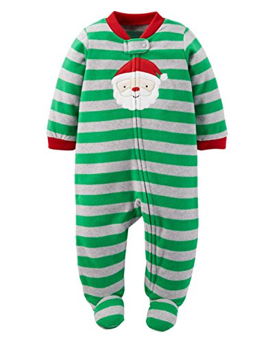 Santa Claus Striped Microfleece Blanket Sleeper  0-3 Months