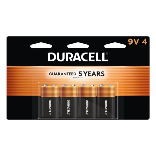 Coppertop 9V Battery, 9-Volt Battery with Long-lasting Power, All-Purpose Alkaline 9V Battery for Household and Office Devices, 4 Count (Pack of 1)