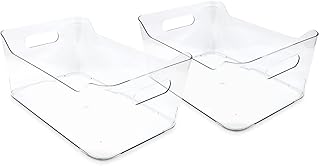 Large Clear Storage Bins, 2 Pack, with Handles