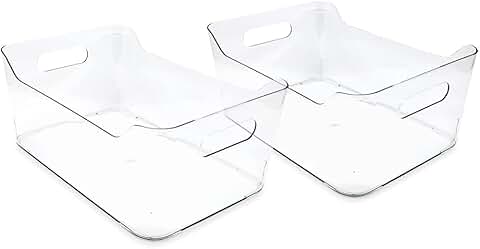 Large Clear Storage Bins, 2 Pack, with Handles