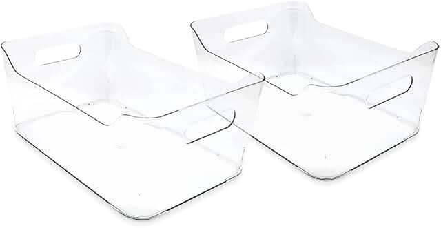 Large Clear Storage Bins, 2 Pack, with Handles