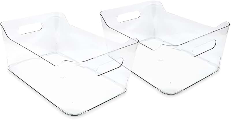 Large Clear Storage Bins, 2 Pack, with Handles