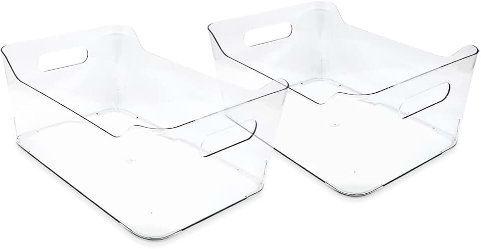 Large Clear Storage Bins, 2 Pack, with Handles