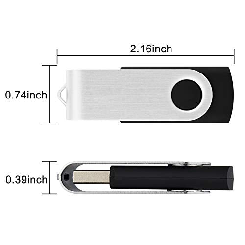10 Pack 4GB Flash Drive 4gb USB 2.0 Flash Drives Keychain USB Drive Bulk Thumb Drive Swivel Memory Stick Black