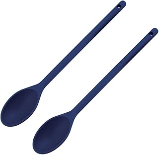 15" High Heat Nylon Cooking Spoons, Blue, Set of 2