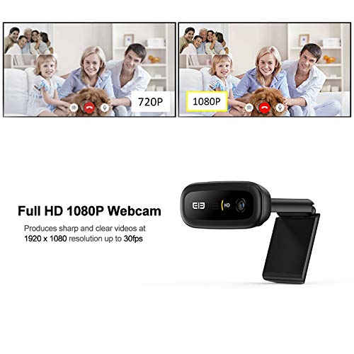 ELE Ecam X 1080P Full HD USB Webcam with Microphone, Noise Cancelling, 110-Degree Wide View Angle, for Video Conference/Video Call/Virtual Learning/Live Streaming/Live Gaming