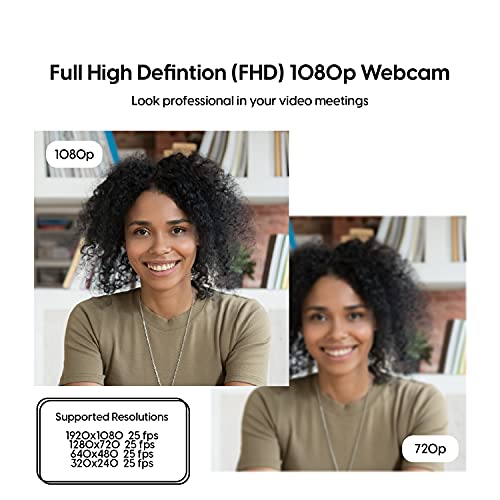 TalkWorks Webcam with Microphone Support - External Camera for Laptop and Desktop - High Resolution and Large Window Size with USB Cable and Dual Microphone Input - Compact and Portable, Black