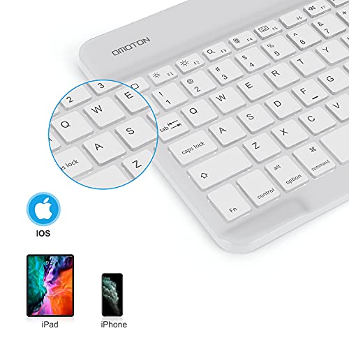 Bluetooth Keyboard, Wireless Rechargeable Keyboard for iPad, iPad Pro, iPad Mini, iPad Air with Illuminated LED (White)