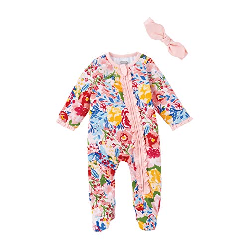 Baby Girls' Floral Sleeper and Headband, Multi, 0-3 Months