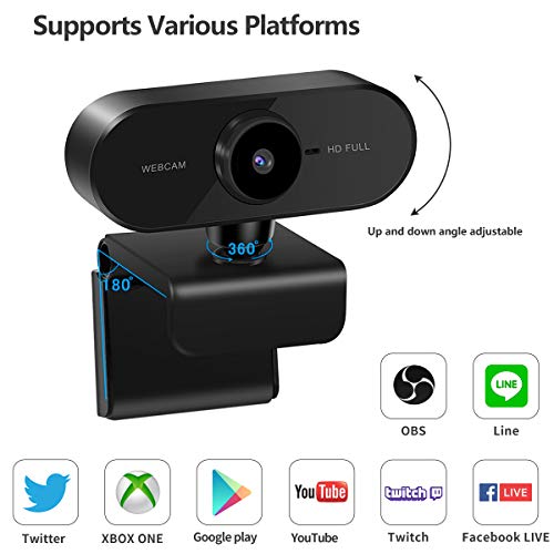 1080P Webcam with Microphone - HD Webcam for Computer, Laptop, PC, Desktop - USB Web Camera for Video Calling Recording Conferencing, Live Streaming, Webinar- Compatible with Windows Android iOS Linux