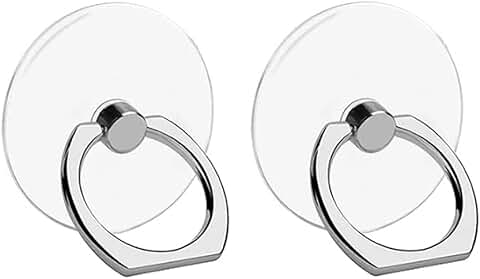 Clear 2-Pack Phone Ring Holders with 360° Rotation