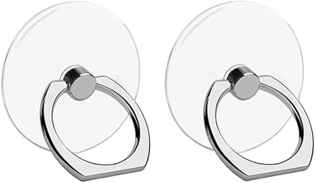 Clear 2-Pack Phone Ring Holders with 360° Rotation