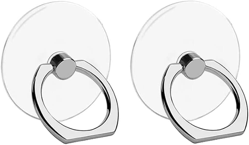 Clear 2-Pack Phone Ring Holders with 360° Rotation