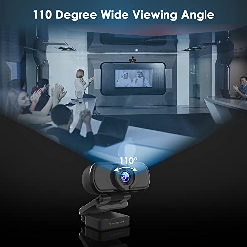 1080P Webcam, NP HD PC Webcam USB Computer Camera Built-in Microphone, Flexible Rotatable Clip, for Laptops, Desktop and Gaming, Black