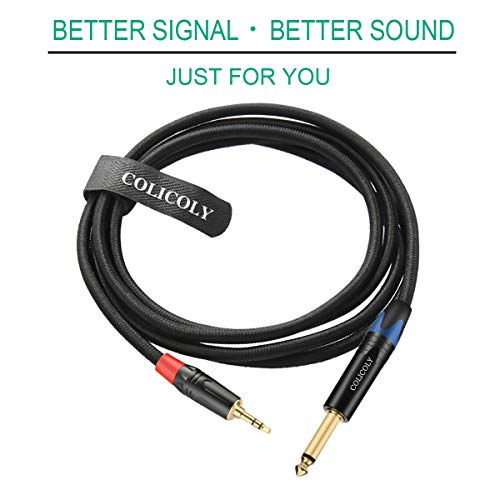 1/4 Mono to 3.5mm Stereo Cable, 1/4 inch TS Mono to 1/8 inch TRS Stereo Interconnect Audio Adapter Cord - 6.6ft