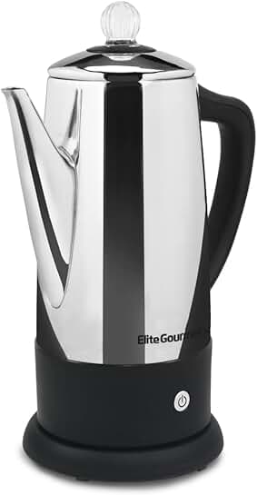 12-Cup Electric Coffee Percolator with Keep Warm and Cool-Touch Handle
