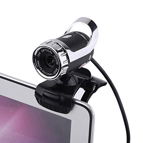 Webcam 12M Pixels Clip-on Web Camera Built-in Microphone with 360 Rotating Stand for HD Video Calling and Recording[Silver]