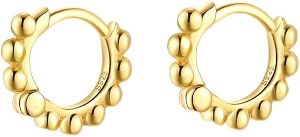 Small beaded hoop earrings in sterling silver