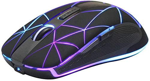 RM200 Wireless Mouse,2.4G Wireless Mouse 5 Buttons Rechargeable Mobile Optical Mouse with USB Nano Receiver,3 Adjustable DPI Levels,Colorful LED Lights for Notebook,PC,Computer-Black