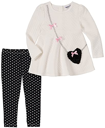 Baby Girls' 2 Pieces Leggings Set, White/Black Print, 12M