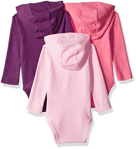 baby girls Ultimate Flexy 3 Pack Hoodie Bodysuits Bodystocking, Purple/Pink, 18-24 Months US