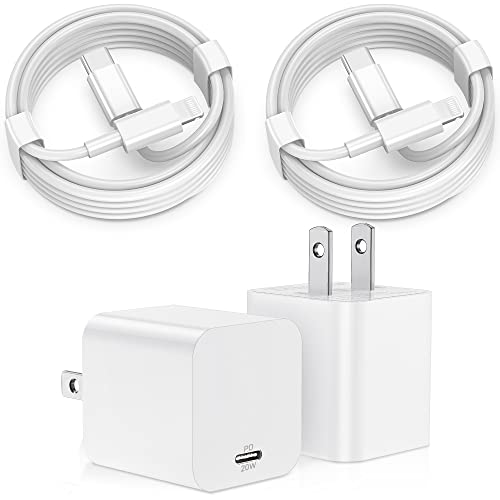 iPhone 14 13 12 Fast Charger,Apple MFi 2-Pack 20W Type C Fast Charger Block with 6FT 10FT USB C to Lightning Cable Compatible with iPhone 14 13 12 11 Pro Max Mini XS XR X iPad AirPod