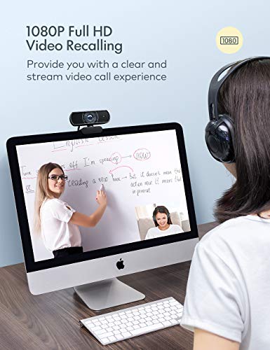1080P Webcam, Dual Built-in Microphones, Full HD Video Camera for Computers PC Laptop Desktop, USB Plug and Play, Conference Video Calling, Streaming