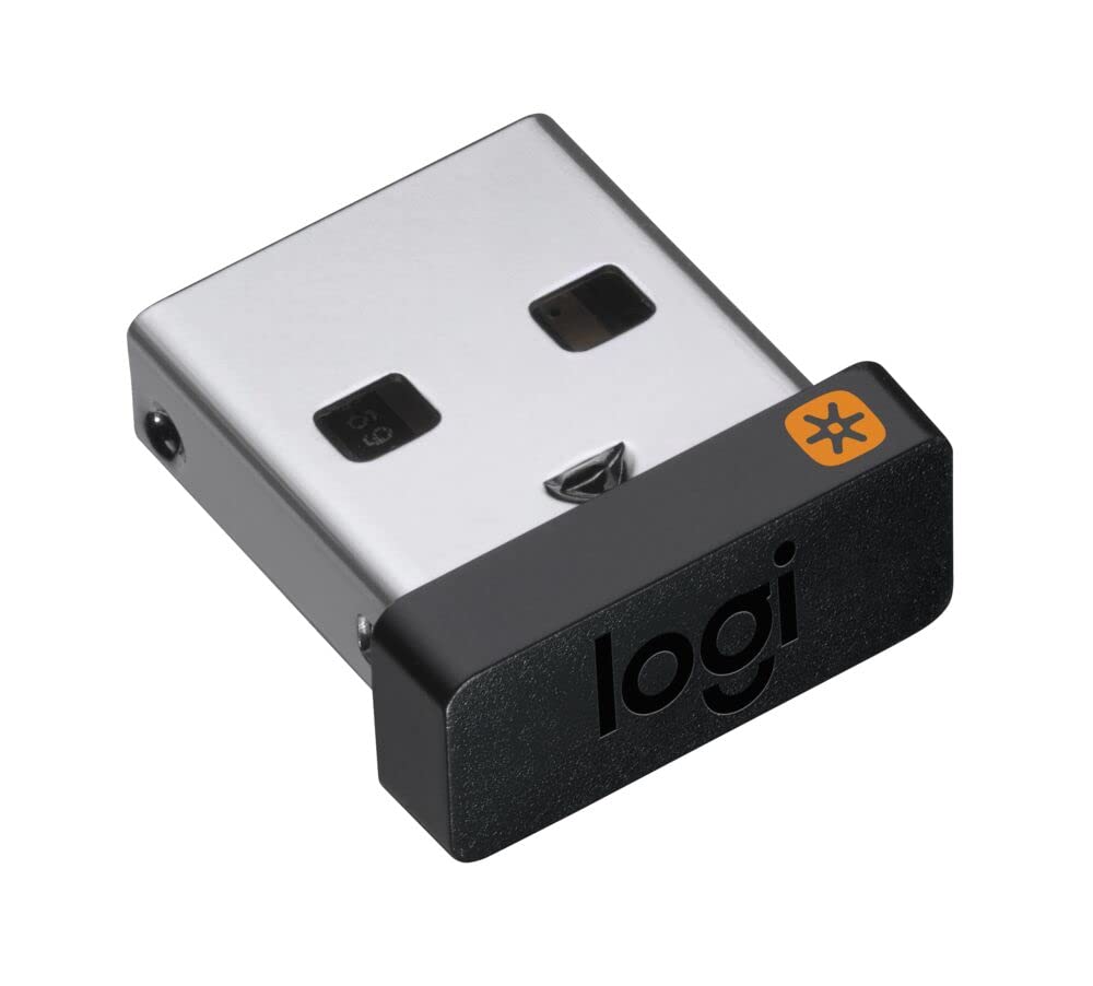 USB Unifying Receiver, 2.4 GHz Wireless Technology, USB Plug Compatible with all Unifying Devices like Wireless Mouse and Keyboard, PC / Mac / Laptop - Black