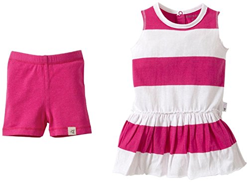 Girls' Rugby Stripe Dress Set () - Hibiscus - 0-3 Months