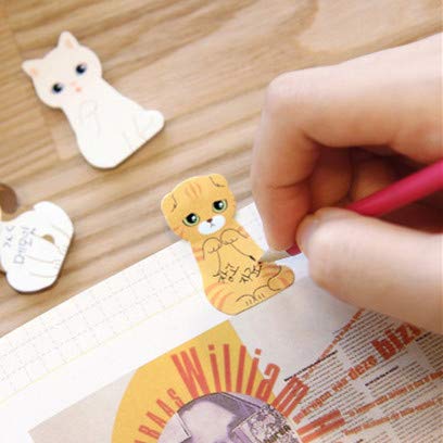 20 Pack Cat-Shaped Sticky Notes with 5 Designs