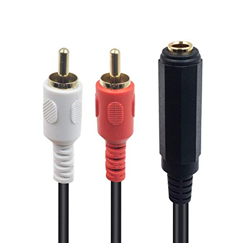 1/4 inch to RCA Cable 5 feet, 6.35mm 1/4 inch TRS Stereo Jack Female to 2 RCA Male Y Splitter Headphone Adapter Cable(635F-2RCAM)