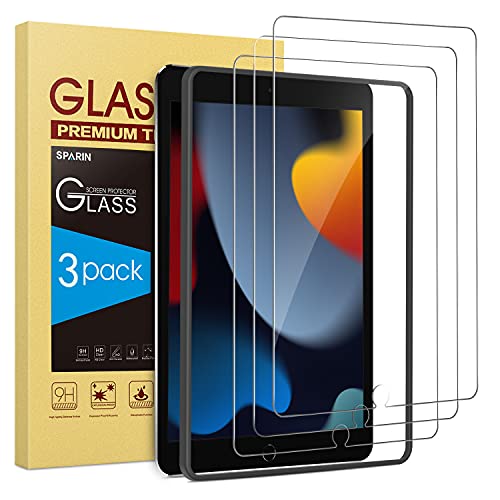 (3 Pack) Screen Protector compatible with iPad 9th 8th 7th Generation, Tempered Glass compatible with iPad 10.2 Inch 2021 2020 2019 Model (iPad 9 8 7)