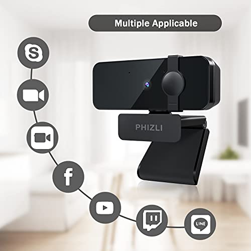 Webcam with Microphone 1080P,Web Camera HDwith Privacy Cover,Online Business Class USB Computer Webcams, Plug and Play, for Skype, Zoom, FaceTime, Hangouts,PC/Mac/Laptop/MacBook/Tablet - Black