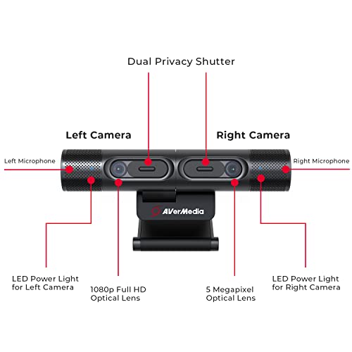 PW313D DualCam, Two Autofocus Cameras in 2K30fps and 1080p30fps, 270 Flexible Rotation, for Virtual Classroom, Web Conferencing, Live Demo. Works with Zoom, Teams, Skype, Includes Tripod