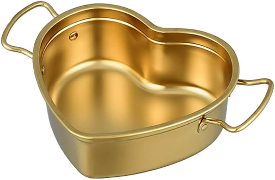 Heart-Shaped Stainless Steel Ramen Pot, 8.5x7.7 Inch