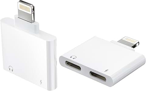 Dual Lightning Headphone Splitter and Charging Adapter (2 Pack)