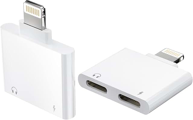 Dual Lightning Headphone Splitter and Charging Adapter (2 Pack)