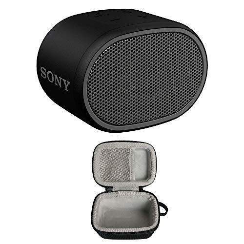 XB01 Extra Bass Portable Bluetooth Speaker (Black) Bundle with Hard Travel Case (2 Items)