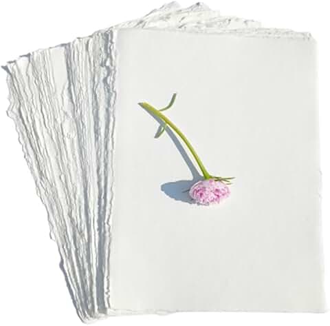 Ivory White Deckle Edge Art Paper Sheets 10x12 inches