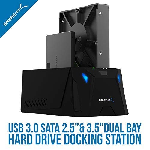 USB 3.0 to SATA I/II/III Dual Bay External Hard Drive Docking Station for 2.5 or 3.5in HDD, SSD with Hard Drive Duplicator/Cloner Function [10TB Support] (EC-HD2B)