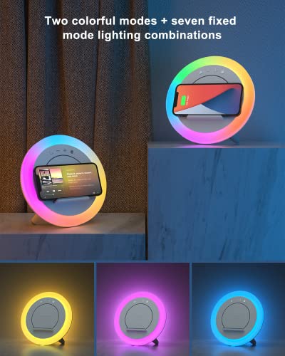 Bluetooth Speaker Night Lightsr, Wireless Charging Modern Speaker,Best Birthday Gift Ideas Teenage for Men,Dad,Mom,Tween Teen Girl Unique Music Gifts (5W Wireless Charging)