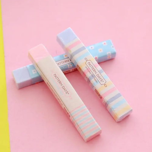 MODAIO-5pcs Student Rainbow Pattern Strip Eraser (Blue and Pink Color in Random Quantity)