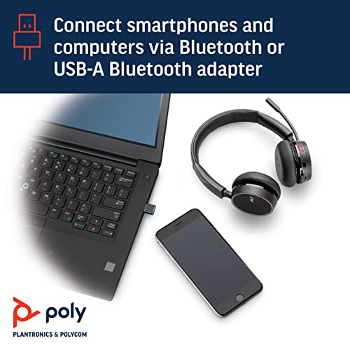 '- Voyager 4220 UC USB-A with Charge Stand (Poly) - Bluetooth Dual-Ear (Stereo) Headset - Connect to PC, Mac, & Desk Phone - Noise Canceling - Works with Teams, Zoom & more