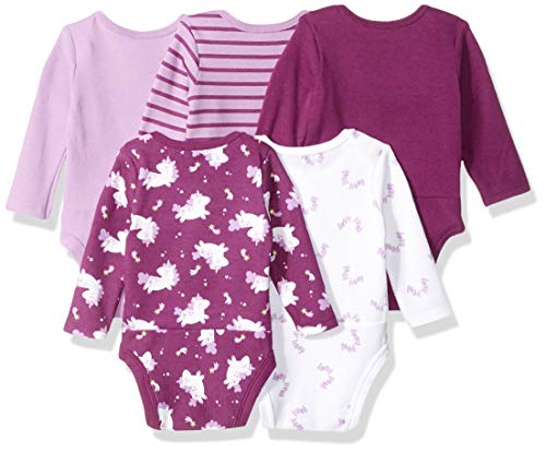 baby boys Ultimate Flexy 5 Pack Long Sleeve Bodysuits Bodystocking, Purple Fun, 12-18 Months US