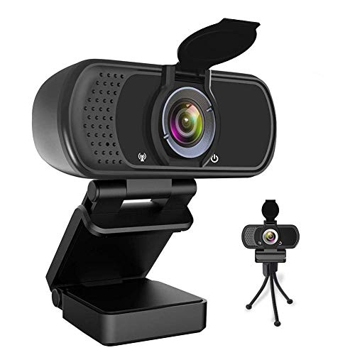 1080P HD Webcam, Live Streaming Webcam with Stereo Microphone, USB Webcam with 110 Degree Wide Angle for Laptop Desktop Computer Video Calling Recording Conferencing Gaming