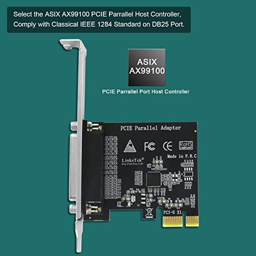 1-Port PCI Express Parallel Card, IEEE 1284 Standard DB25 LPT PCIE Parallel Port-Supports IEEE 1284 SPP, Nibble, Byte and ECP Mode, PCIE DB25 Adapter (PCIE-PA1)